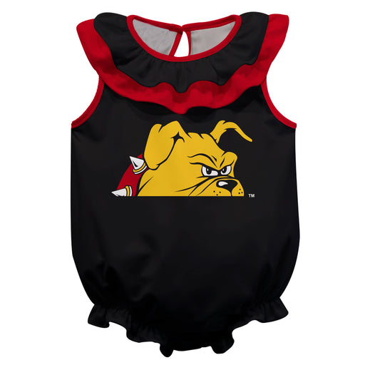 Ferris State Bulldogs Black Sleeveless Ruffle Onesie Mascot Bodysuit by Vive La Fete