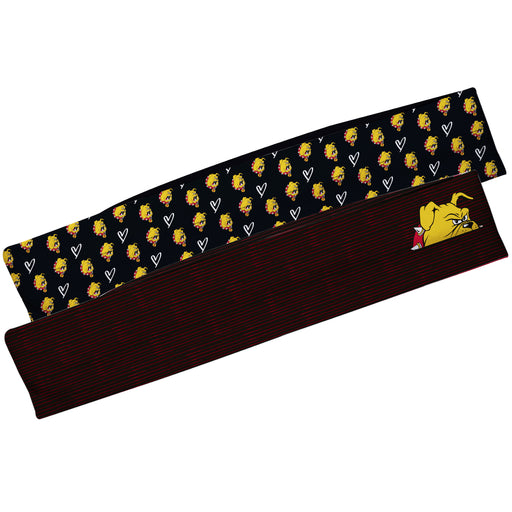 Ferris State University Bulldogs Vive La Fete Girls Women Game Day Set of 2 Stretch Headbands Repeat Logo Black and Logo