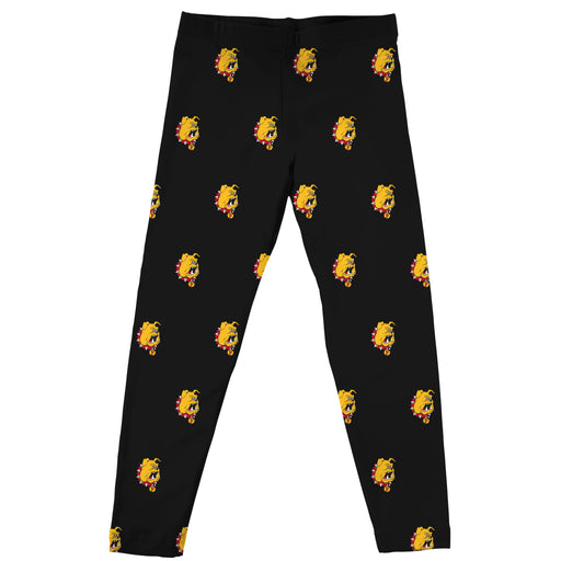 Ferris State Bulldogs Vive La Fete Girls Game Day All Over Logo Elastic Waist Classic Play Black Leggings Tights