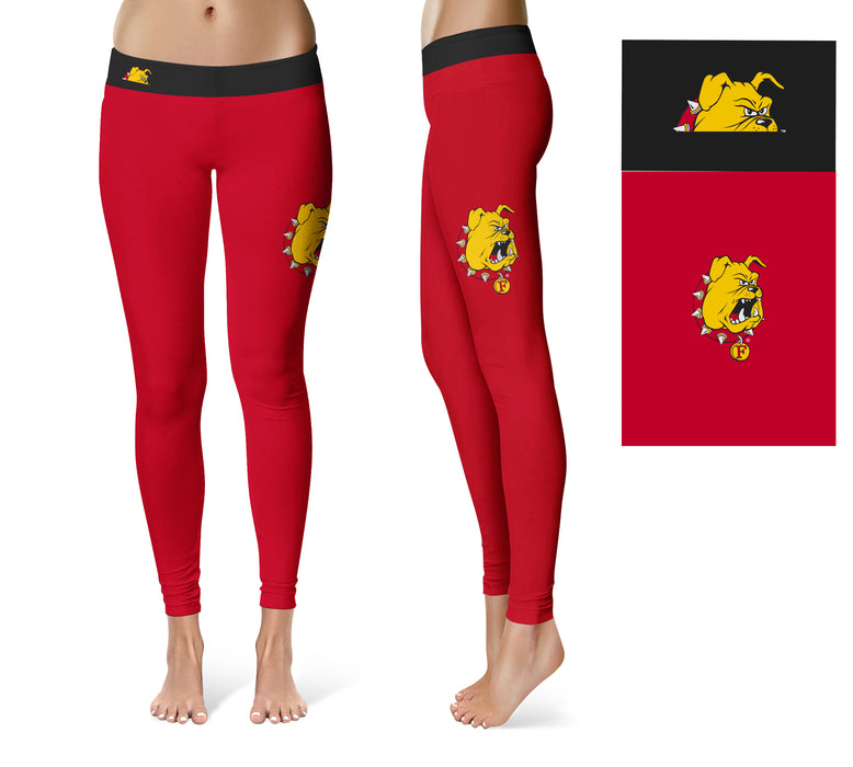 Ferris State Bulldogs Vive La Fete Game Day Collegiate Logo on Thigh Red Women Yoga Leggings 2.5 Waist Tights - Vive La Fête - Online Apparel Store