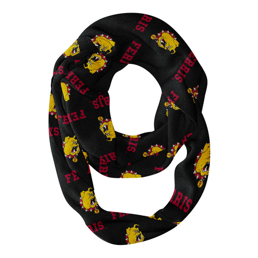 Ferris State Bulldogs Vive La Fete Repeat Logo Game Day Collegiate Women Light Weight Ultra Soft Infinity Scarf