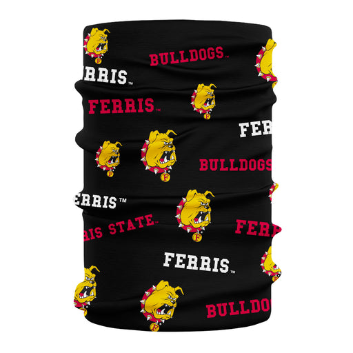 Ferris State Bulldogs Vive La Fete All Over Logo Game Day Collegiate Face Cover Soft 4-Way Stretch Neck Gaiter