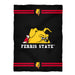Ferris State University Bulldogs Vive La Fete Game Day Soft Premium Fleece Black Throw Blanket 40 x 58 Logo and Stripes
