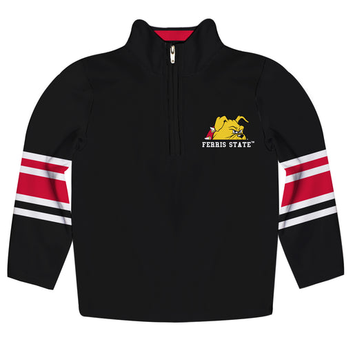 Ferris State University Bulldogs Vive La Fete Game Day Black Quarter Zip Pullover Stripes on Sleeves