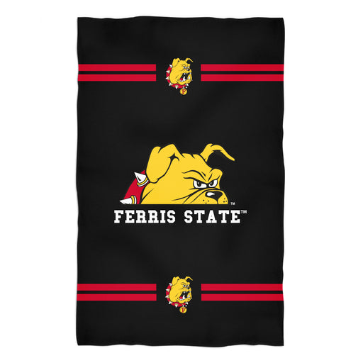 Ferris State University Bulldogs Vive La Fete Game Day Absorbent Premium Black Beach Bath Towel 51 x 32 Logo and Stripes