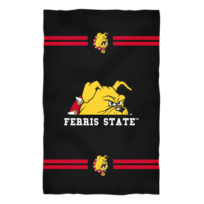 Ferris State University Bulldogs Vive La Fete Game Day Absorbent Premium Black Beach Bath Towel 51 x 32 Logo and Stripes