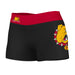 Ferris State Bulldogs Vive La Fete Logo on Thigh & Waistband Black Red Women Yoga Booty Workout Shorts 3.75 Inseam