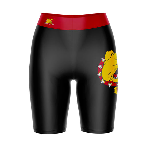 Ferris State Bulldogs Vive La Fete Game Day Logo on Thigh and Waistband Black and Red Women Bike Short 9 Inseam