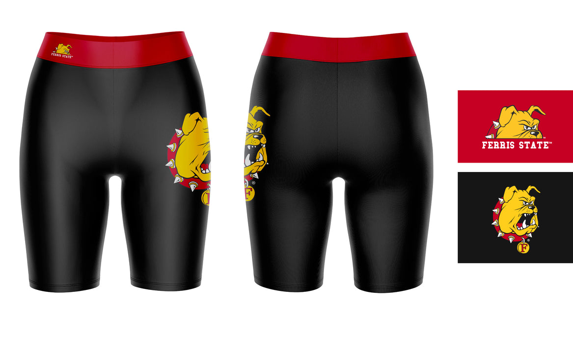Ferris State Bulldogs Vive La Fete Game Day Logo on Thigh and Waistband Black and Red Women Bike Short 9 Inseam - Vive La Fête - Online Apparel Store