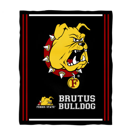 Ferris State Bulldogs Vive La Fete Kids Game Day Black Plush Soft Minky Blanket 36 x 48 Mascot