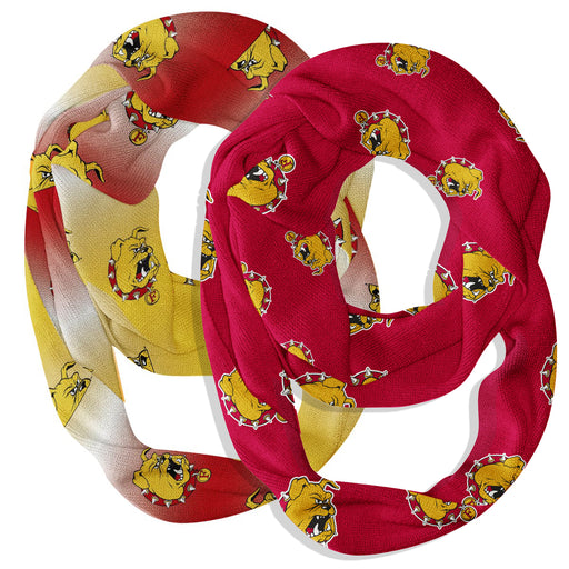 Ferris State Bulldogs Vive La Fete All Over Logo Collegiate Women Set of 2 Light Weight Ultra Soft Infinity Scarfs
