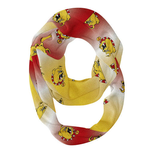 Ferris State Bulldogs Vive La Fete All Over Logo Game Day Collegiate Women Ultra Soft Knit Infinity Scarf