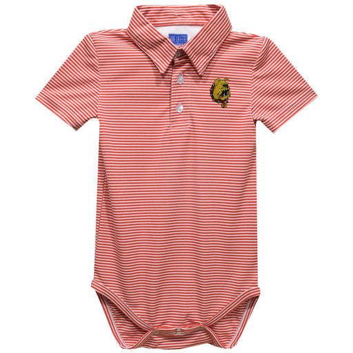 Ferris State University Bulldogs Embroidered Red Stripe Knit Polo Onesie