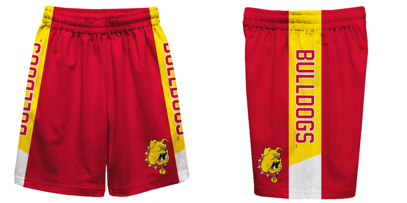Ferris State Bulldogs Vive La Fete Game Day Red Stripes Boys Solid Gold Athletic Mesh Short - Vive La Fête - Online Apparel Store