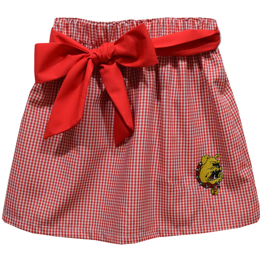 Ferris State University Bulldogs Embroidered Red Cardinal Gingham Skirt With Sash