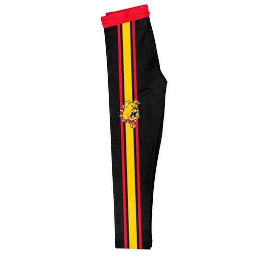 Ferris State University Bulldogs Vive La Fete Girls Game Day Black with Red Stripes Leggings Tights