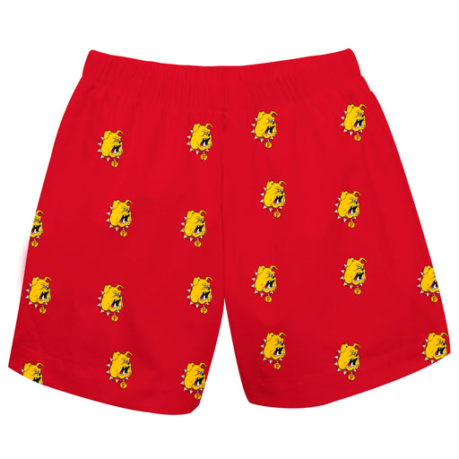 Ferris State Bulldogs Vive La Fete Boys Game Day All Over Logo Elastic Waist Classic Play Red Pull On Short