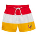 Ferris State Bulldogs Vive La Fete Red White Gold Stripes Swimtrunks V1