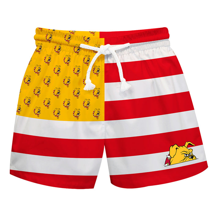 Ferris State Bulldogs Vive La Fete Game Day Red White Gold Flag Swimtrunks V1