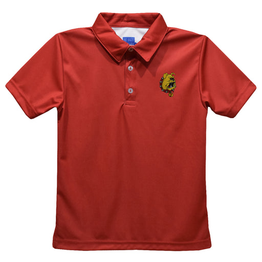 Ferris State University Bulldogs Embroidered Red Short Sleeve Polo Box Shirt