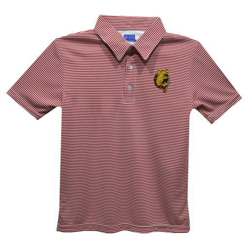 Ferris State University Bulldogs Embroidered Red Stripes Short Sleeve Polo Box Shirt