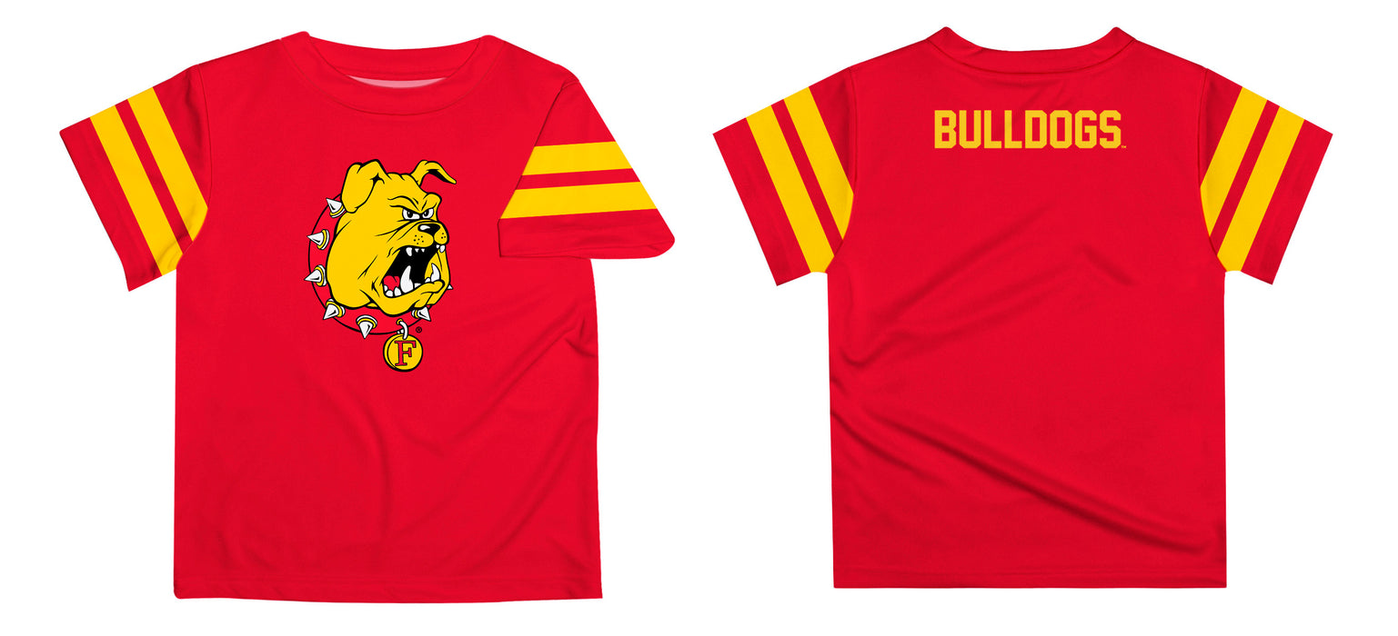 Ferris State Bulldogs Vive La Fete Boys Game Day Red Short Sleeve Tee with Stripes on Sleeves - Vive La Fête - Online Apparel Store