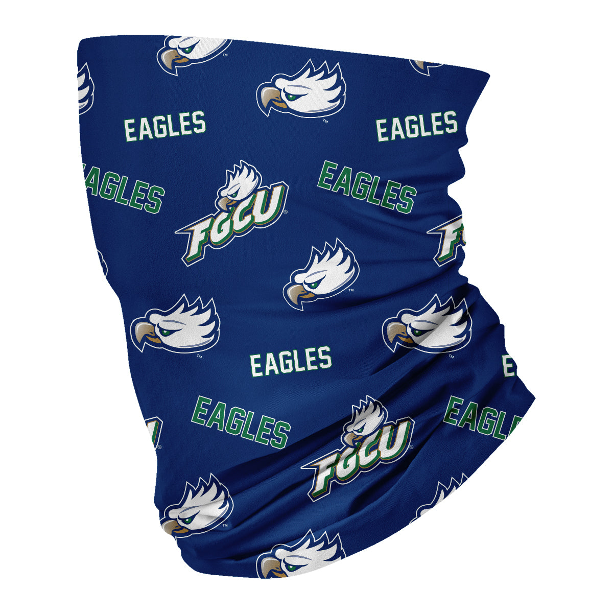 Florida Gulf Coast Eagles Neck Gaiter Blue All Over Logo FGCU — Vive La