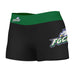 FGCU Eagles Vive La Fete Game Day Logo on Thigh and Waistband Black & Green Women Yoga Booty Workout Shorts 3.75 Inseam"