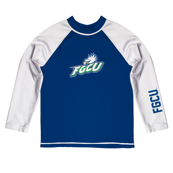 Florida Gulf Coast Eagles Vive La Fete Logo Blue White Long Sleeve Raglan Rashguard