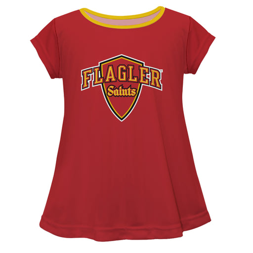 Flagler College St. Augustine Vive La Fete Girls Game Day Short Sleeve Red Top with School Logo and Name