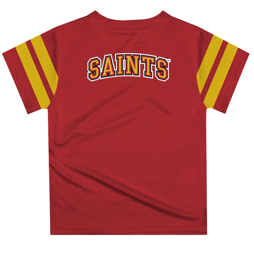 Flagler College St. Augustine Vive La Fete Boys Game Day Red Short Sleeve Tee with Stripes on Sleeves - Vive La Fête - Online Apparel Store