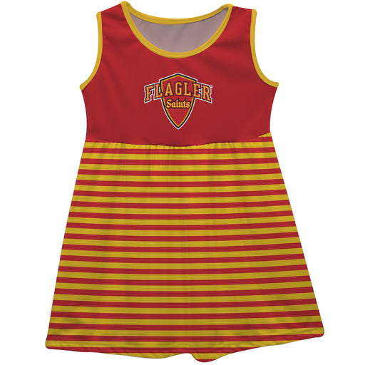 Flagler College St Augustine Red and Gold Sleeveless Tank Dress with Stripes on Skirt by Vive La Fete