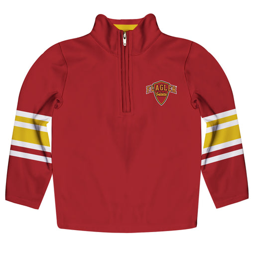 Flagler College St. Augustine Vive La Fete Game Day Red Quarter Zip Pullover Stripes on Sleeves