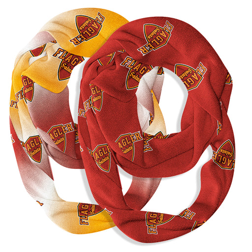 Flagler College St. Augustine Vive La Fete All Over Logo Women Set of 2 Light Weight Ultra Soft Infinity Scarfs