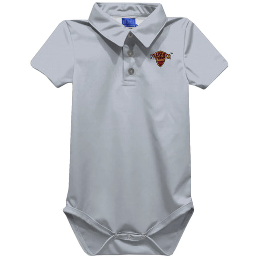 Flagler College St. Augustine Embroidered Gray Solid Knit Polo Onesie