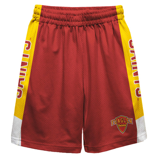 Flagler College St. Augustine Vive La Fete Game Day Red Stripes Boys Solid Gold Athletic Mesh Short