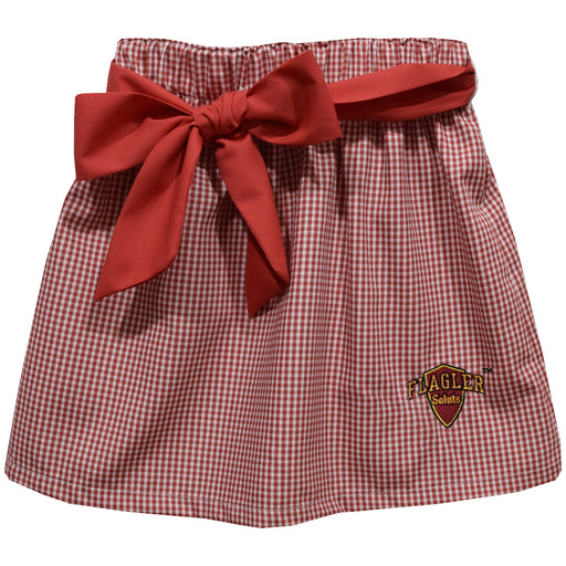 Flagler College St. Augustine Saints Embroidered Red Gingham Skirt with Sash