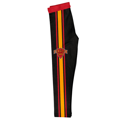 Flagler College St. Augustine Vive La Fete Girls Game Day Black with Red Stripes Leggings Tights