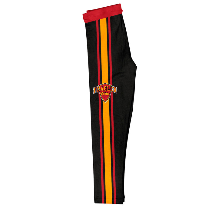 Flagler College St. Augustine Vive La Fete Girls Game Day Black with Red Stripes Leggings Tights