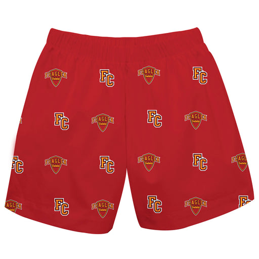Flagler College St. Augustine Vive La Fete Boys Game Day All Over Logo Elastic Waist Classic Play Red Pull On Short