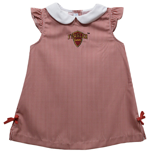 Flagler College St. Augustine Saints Embroidered Red Gingham A Line Dress