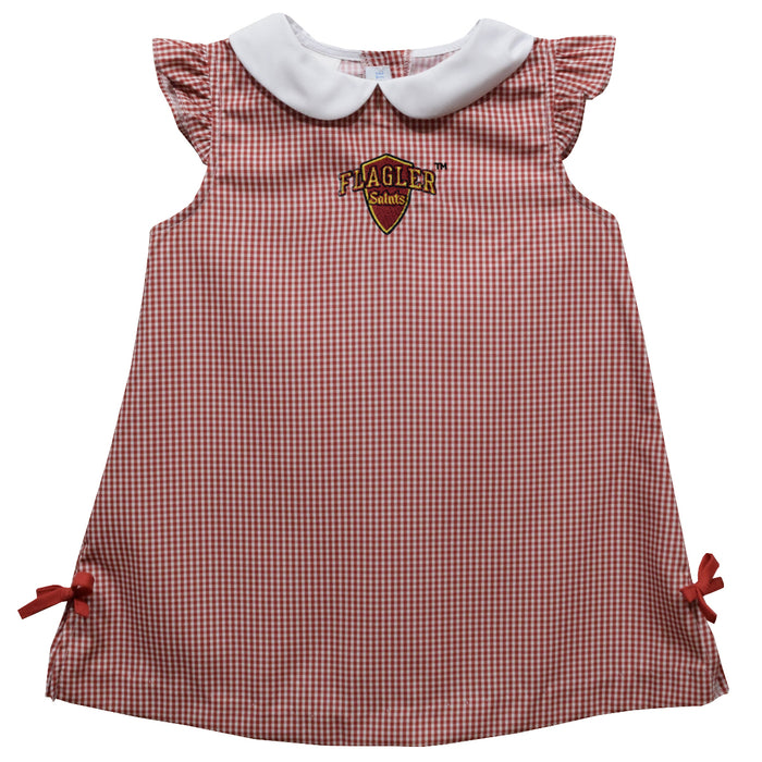 Flagler College St. Augustine Saints Embroidered Red Gingham A Line Dress