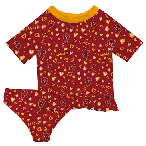 Flagler College St. Augustine Vive La Fete All Over Logo Red Long Sleeve Bikini Set