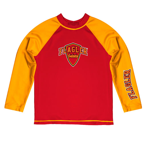 Flagler College St. Augustine Vive La Fete Logo Red Yellow Long Sleeve Raglan Rashguard