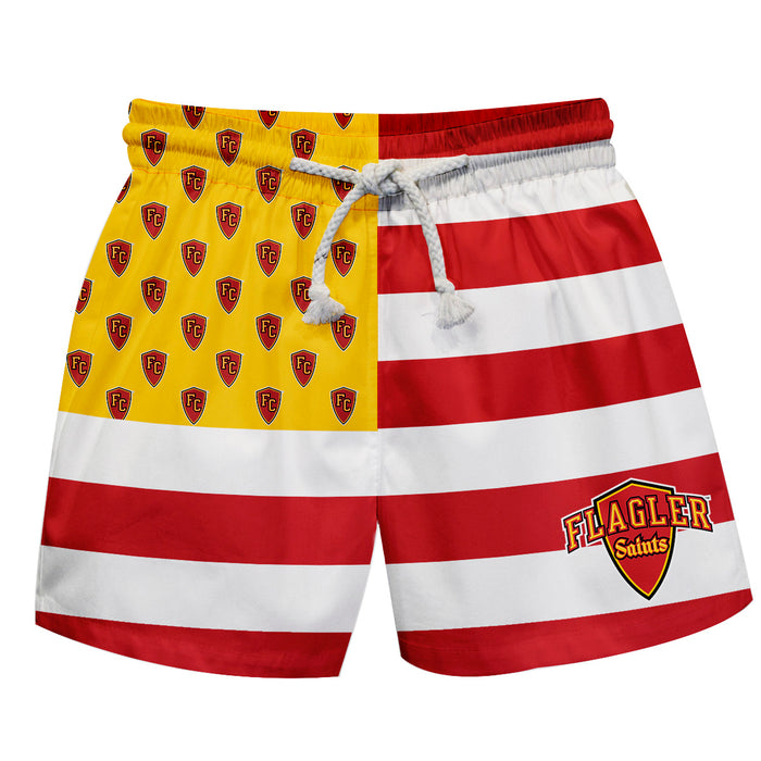 Flagler College St. Augustine Vive La Fete Game Day Red White Yellow Flag Swimtrunks V1