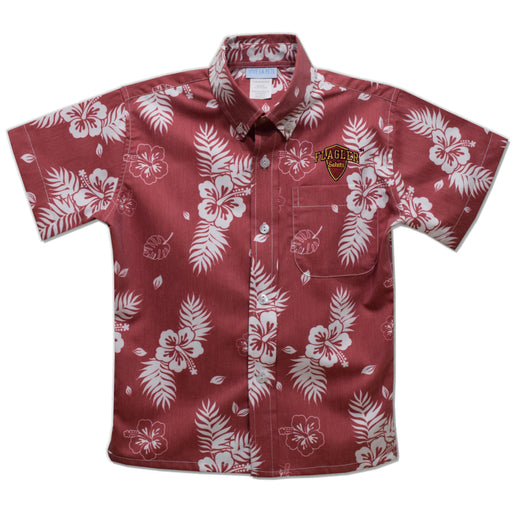 Flagler College St. Augustine Red Hawaiian Short Sleeve Button Down Shirt