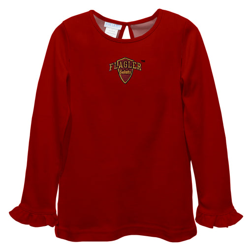 Flagler College St. Augustine Saints Embroidered Red Knit Long Sleeve Girls Blouse