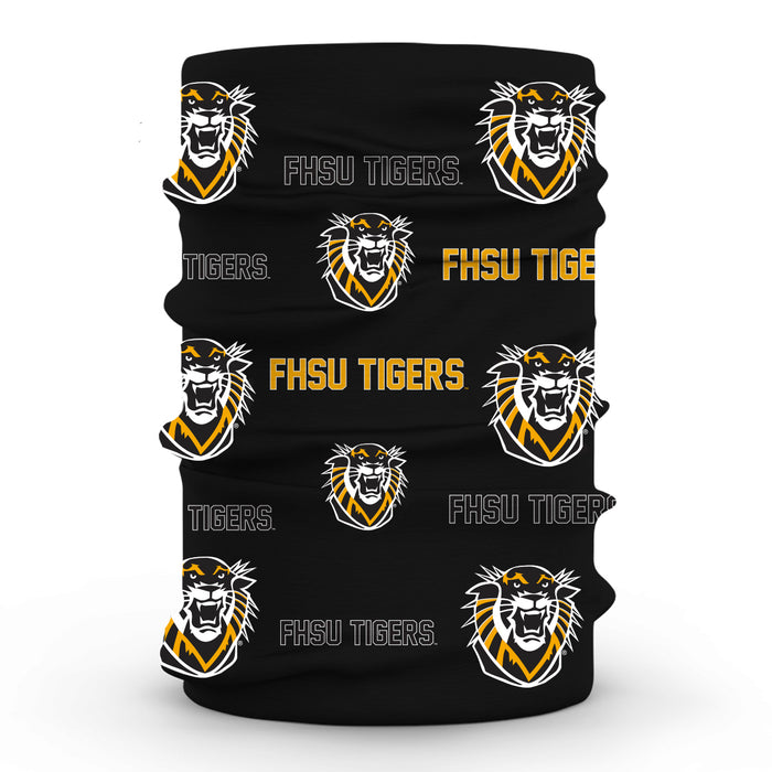 Fort Hays State University Tigers Neck Gaiter Black All Over Logo - Vive La Fête - Online Apparel Store