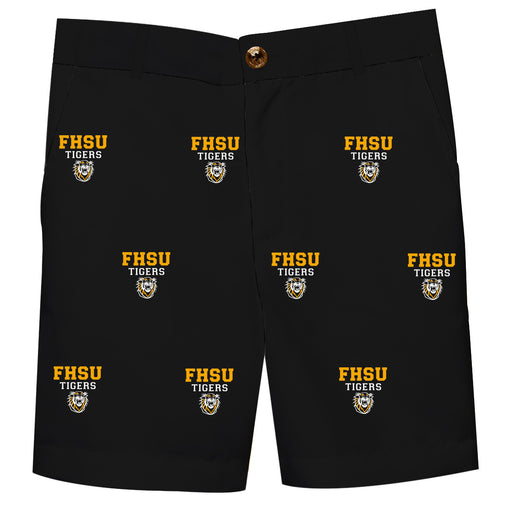 Fort Hays State University Tigers FHSU Structured Short Black All Over Logo - Vive La Fête - Online Apparel Store
