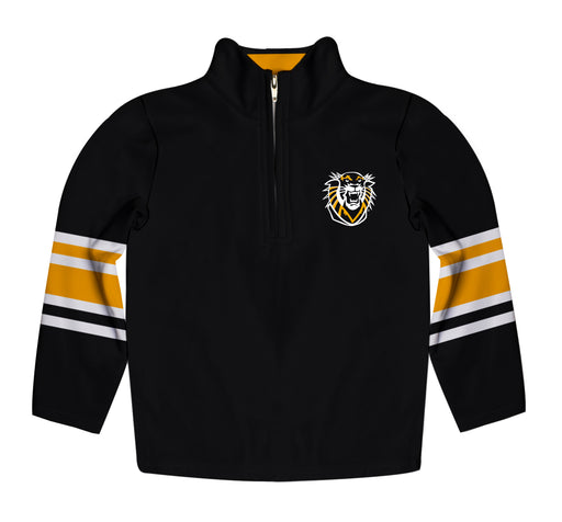 Fort Hays State University Tigers FHSU Vive La Fete Game Day Black Quarter Zip Pullover Stripes on Sleeves - Vive La Fête - Online Apparel Store